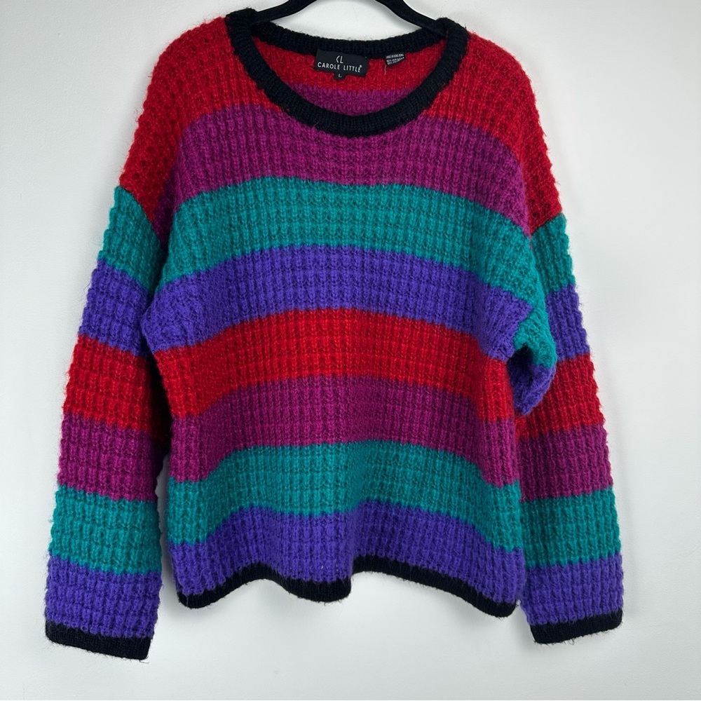 Carole Little Mohair Sweater Size‎ Large Rainbow Cozy Dopamine Dressing 90s
